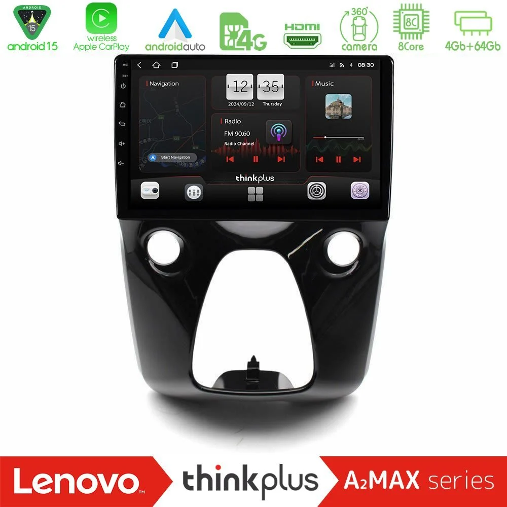 Lenovo Thinkplus A2MAX Series 8Core Android15 4+64GB Toyota Aygo | Citroen C1 | Peugeot 108 Navigation Multimedia 10"