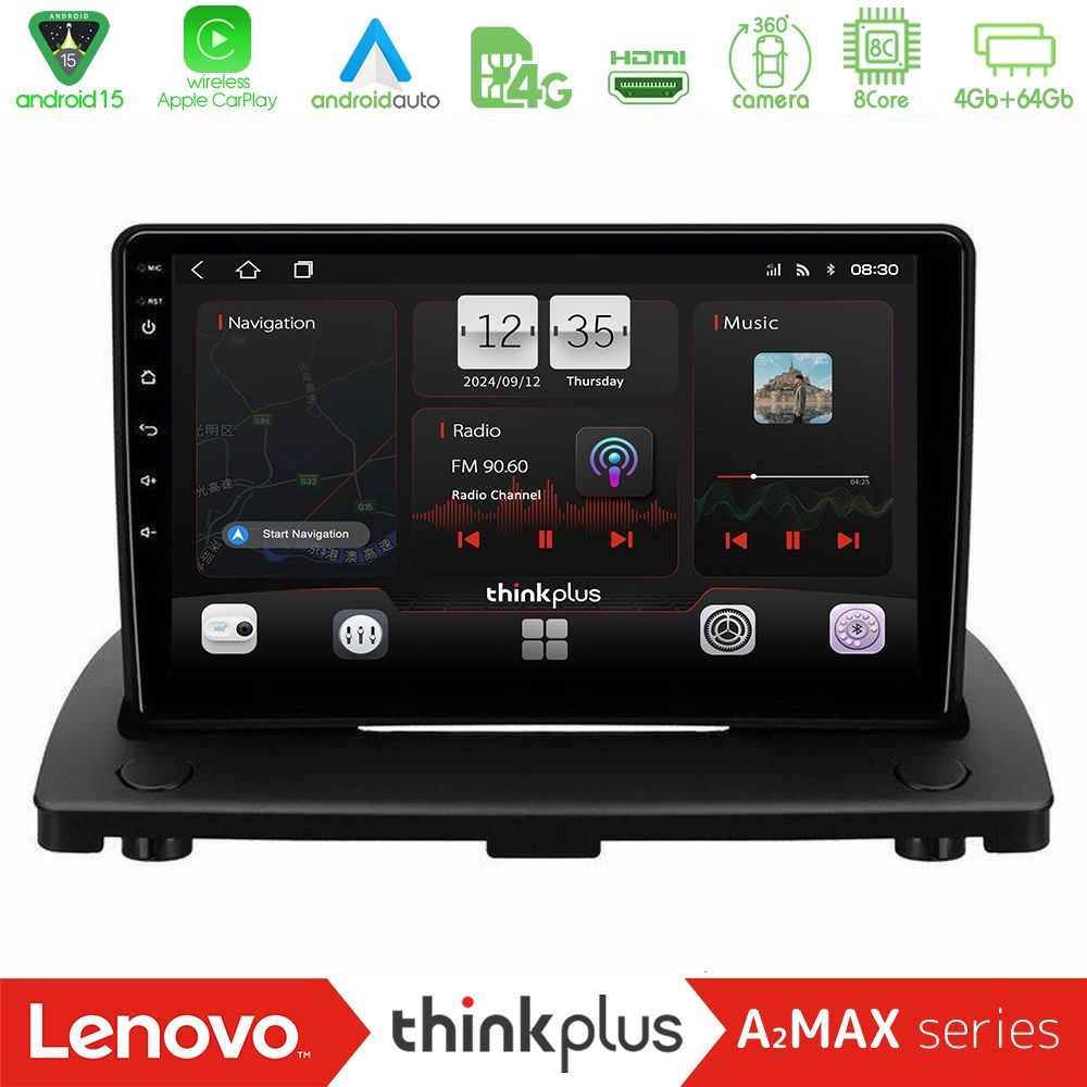 Lenovo Thinkplus A2MAX Series 8Core Android15 4+64GB  Volvo XC90 2006-2014 Navigation Multimedia Tablet 9"