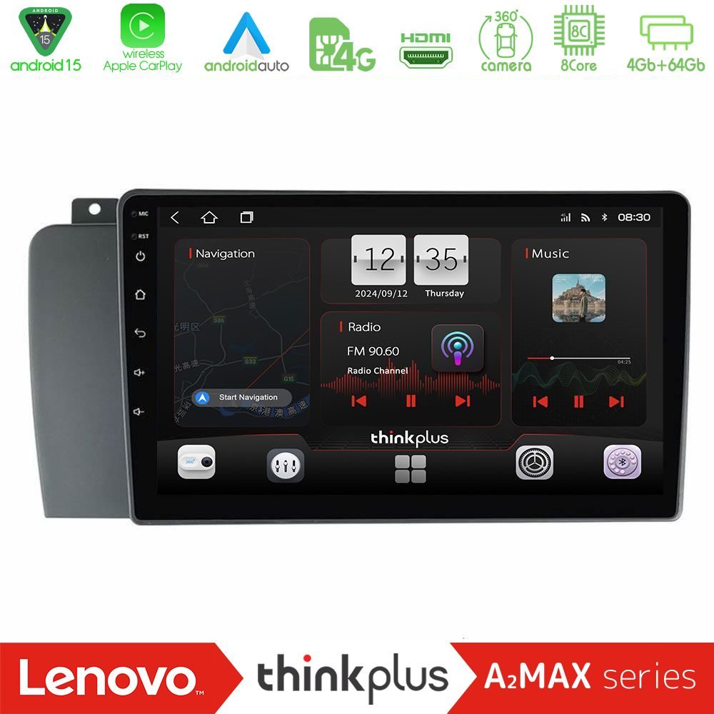 Lenovo Thinkplus A2MAX Series 8Core Android15 4+64GB  Volvo S60 2004-2009 Navigation Multimedia Tablet 9"