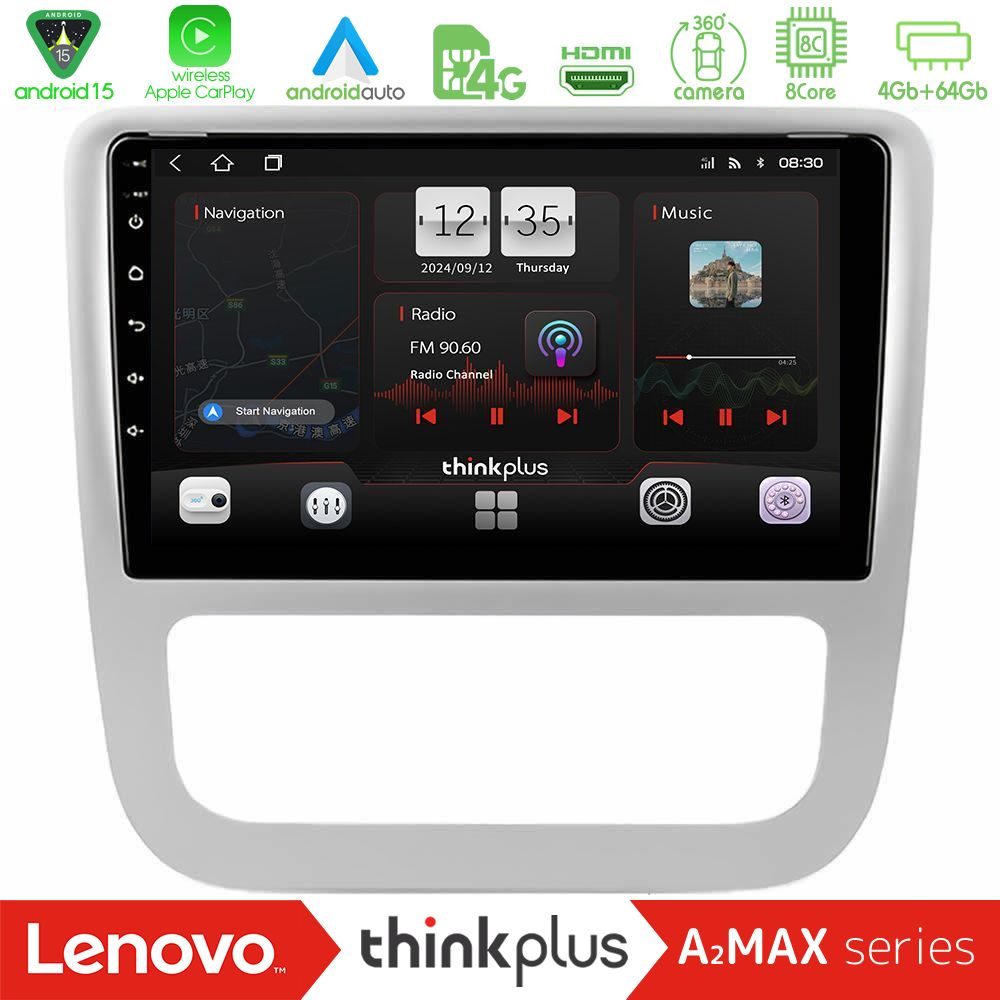 Lenovo Thinkplus A2MAX Series 8Core Android15 4+64GB  VW Scirocco 2008-2014 Navigation Multimedia Tablet 9"