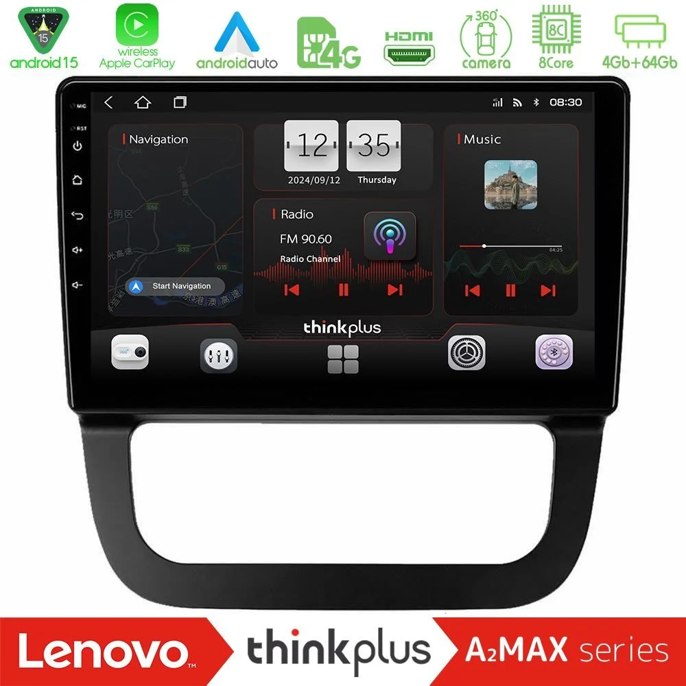 Lenovo Thinkplus A2MAX Series 8Core Android15 4+64GB VW Jetta Navigation Multimedia Tablet 10"