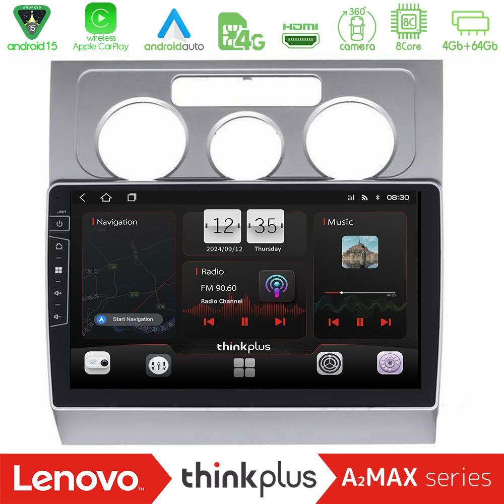 Lenovo Thinkplus A2MAX Series 8Core Android15 4+64GB  VW Touran 2003-2011 Navigation Multimedia Tablet 10"