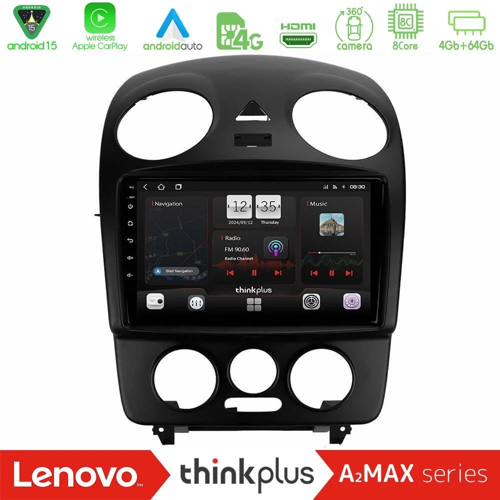 Lenovo Thinkplus A2MAX Series 8Core Android15 4+64GB VW Beetle Navigation Multimedia Tablet 9"