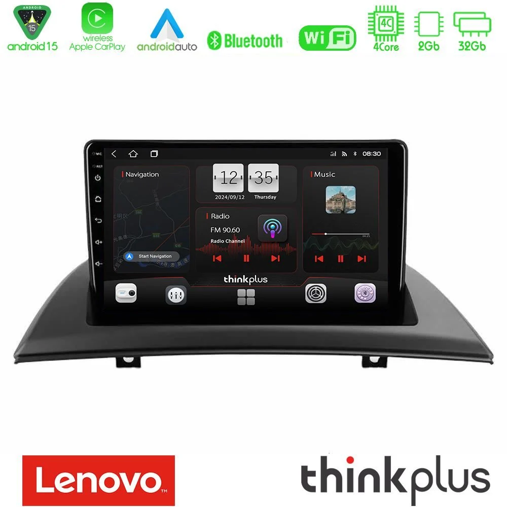 Lenovo Thinkplus Series 4Core Android15 2+32GB BMW E83 Navigation Multimedia Tablet 9" Με Carplay & Android Auto