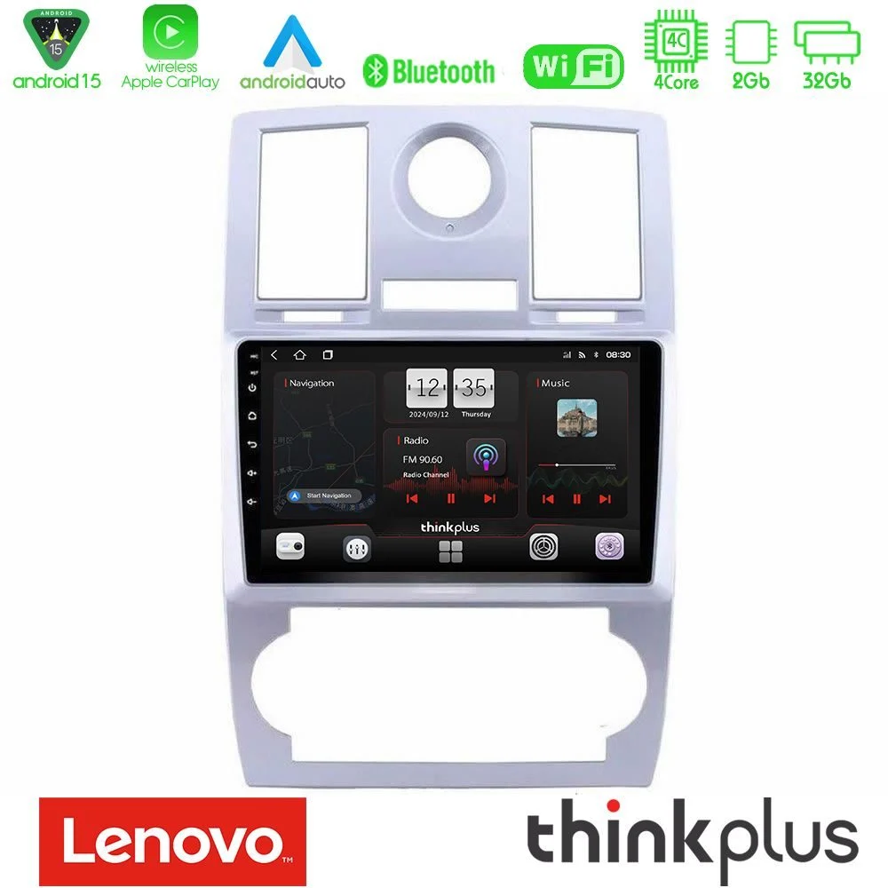 Lenovo Thinkplus Series 4Core Android15 2+32GB  Chrysler 300C Navigation Multimedia Tablet 9" Με Carplay & Android Auto