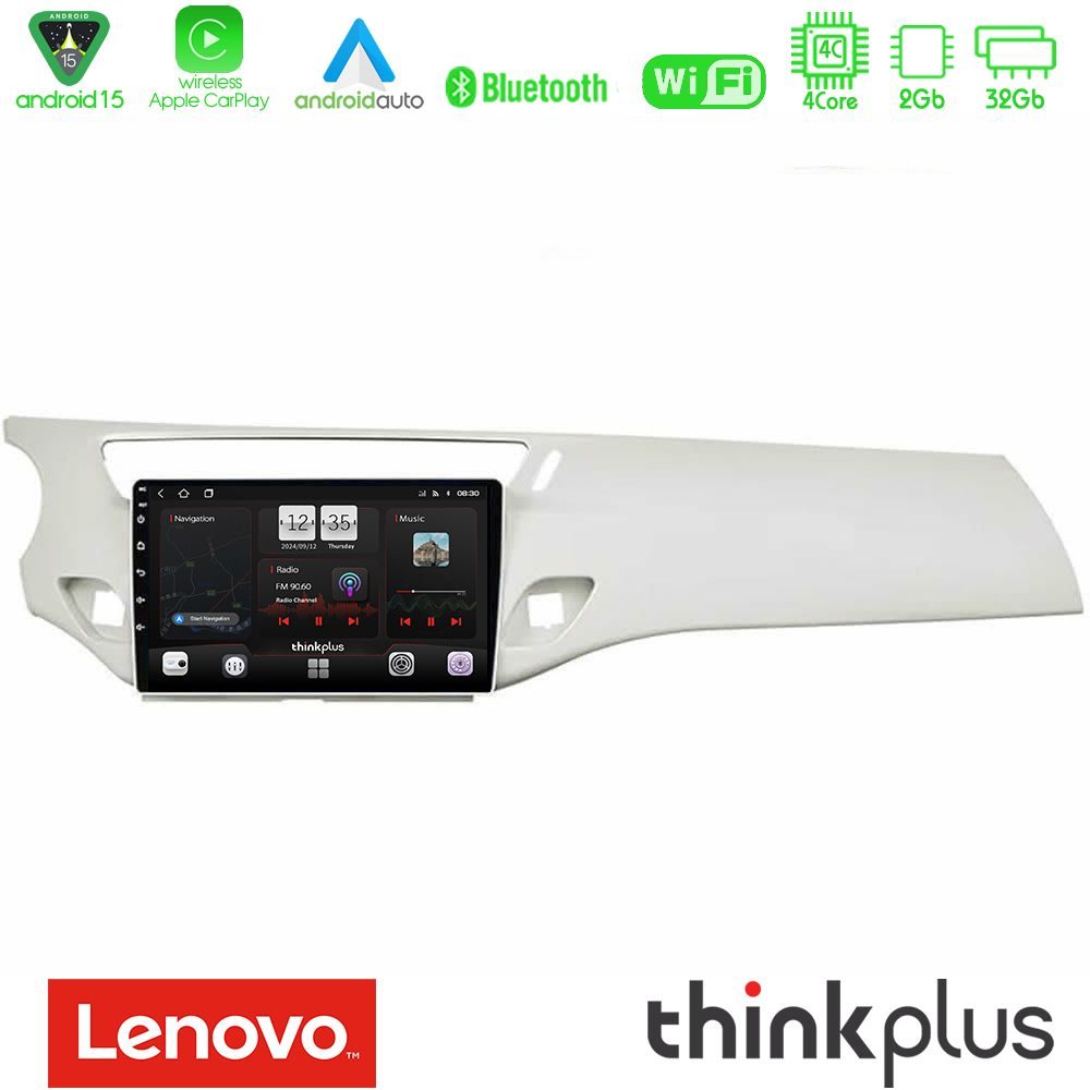 Lenovo Thinkplus Series 4Core Android15 2+32GB  Citroen C3 2009-2016 Navigation Multimedia Tablet 9"  Με Carplay & Android Auto (Άσπρο)