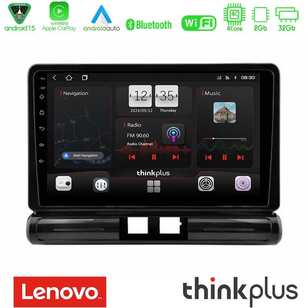 Lenovo Thinkplus Series 4Core Android15 2+32GB  Citroen C3 2016-> Navigation Multimedia Tablet 9"  Με Carplay & Android Auto (Low Version))