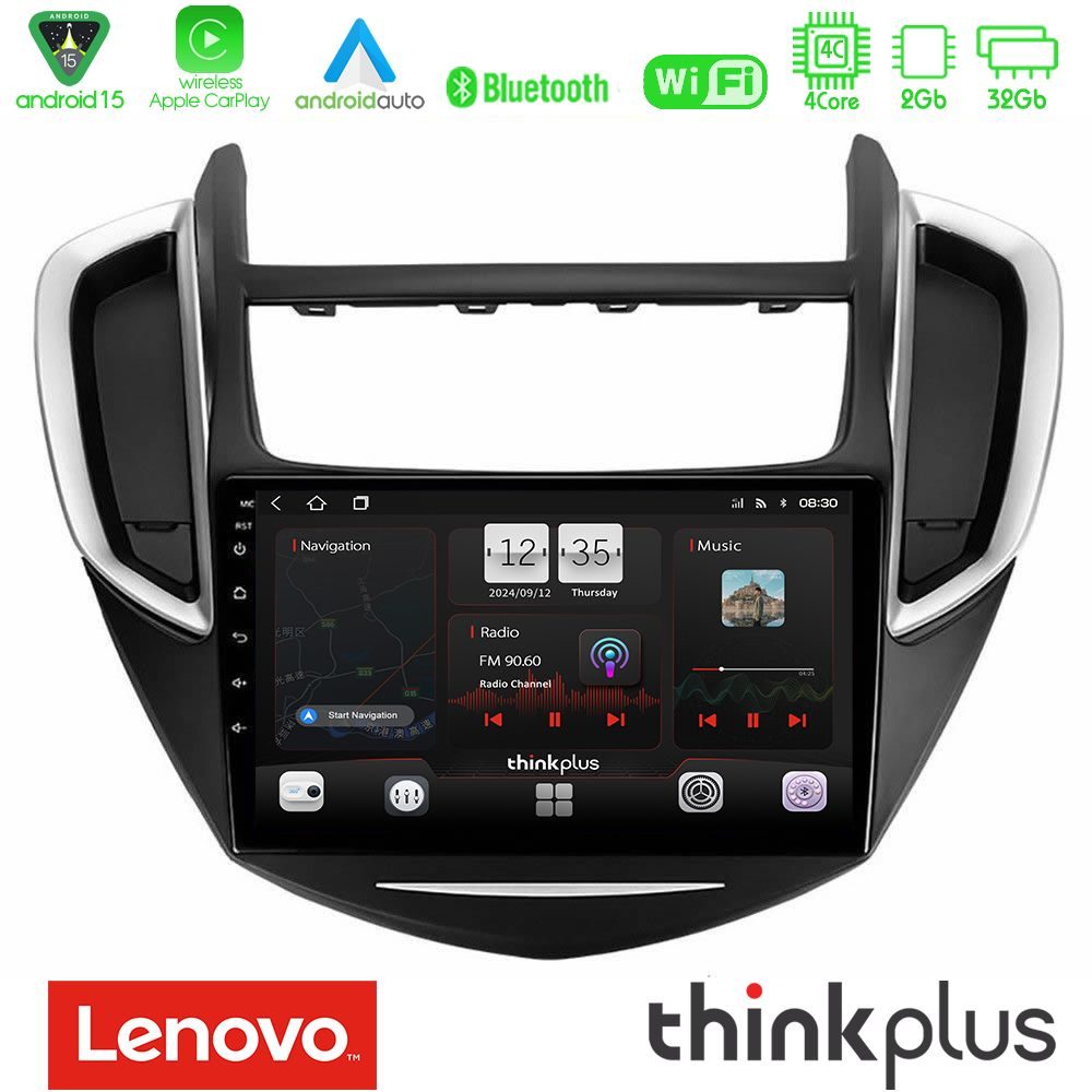 Lenovo Thinkplus Series 4Core Android15 2+32GB  Chevrolet Trax 2013-2020 Navigation Multimedia Tablet 9" Με Carplay & Android Auto