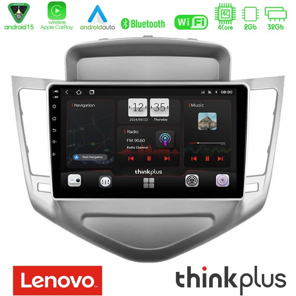 Lenovo Thinkplus Series 4Core Android15 2+32GB  Chevrolet Cruze 2009-2012 Navigation Multimedia Tablet 9" Με Carplay & Android Auto