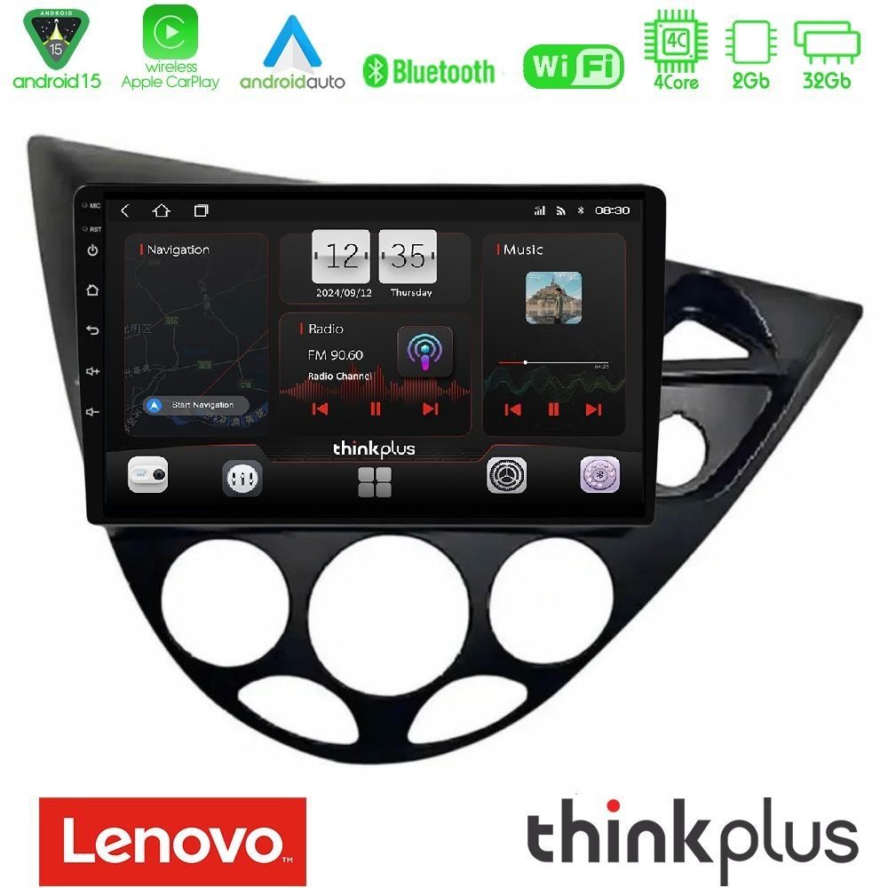Lenovo Thinkplus Series 4Core Android15 2+32GB Ford Focus 1999-2004 (RHD) Navigation Multimedia Tablet 9" Με Carplay & Android Auto
