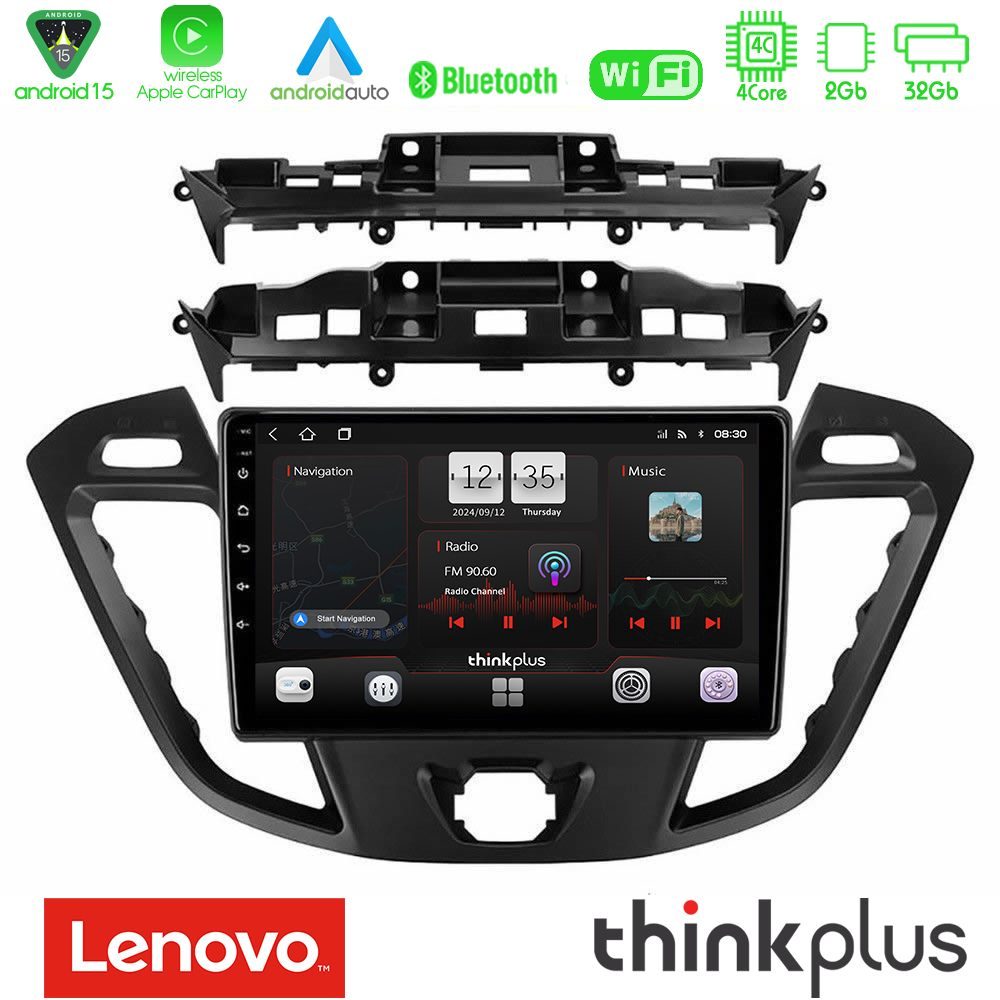 Lenovo Thinkplus Series 4Core Android15 2+32GB  Ford Transit Custom/Tourneo Custom Navigation Multimedia Tablet 9" Με Carplay & Android Auto