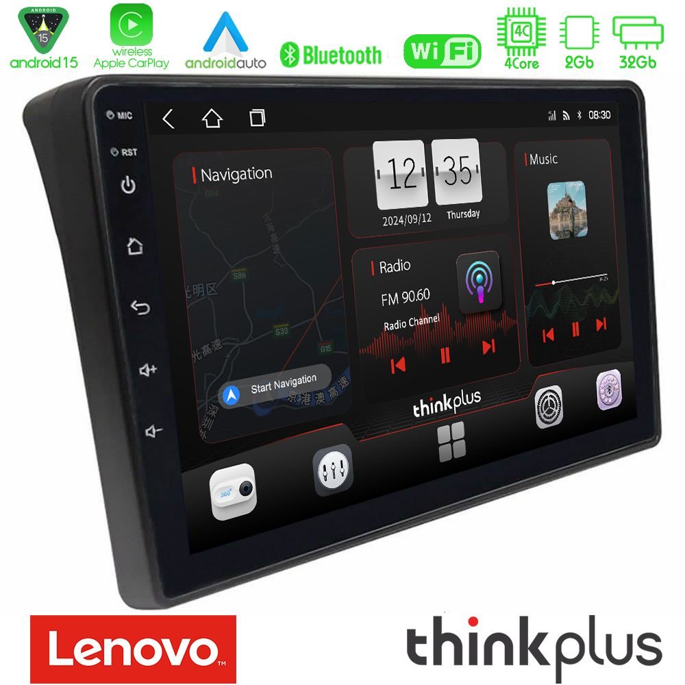 Lenovo Thinkplus Series 4Core Android15 2+32GB  Fiat Ducato/Citroen Jumper/Peugeot Boxer Navigation Multimedia Tablet 9" Με Carplay & Android Auto