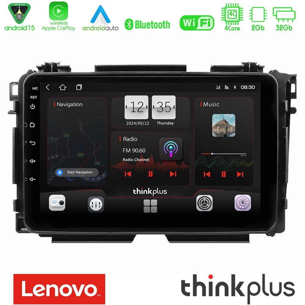 Lenovo Thinkplus Series 4Core Android15 2+32GB  Honda HR-V Navigation Multimedia Tablet 9" Με Carplay & Android Auto