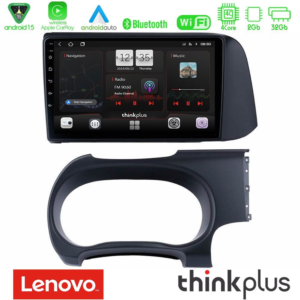 Lenovo Thinkplus Series 4Core Android15 2+32GB  Hyundai i10 Navigation Multimedia Tablet 9" Με Carplay & Android Auto