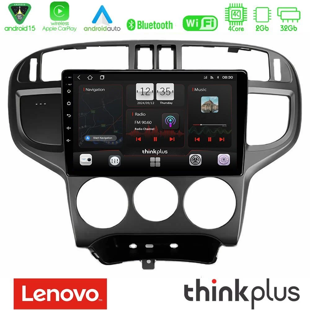 Lenovo Thinkplus Series 4Core Android15 2+32GB Hyundai Matrix 2001-2010 Navigation Multimedia Tablet 9" Με Carplay & Android Auto