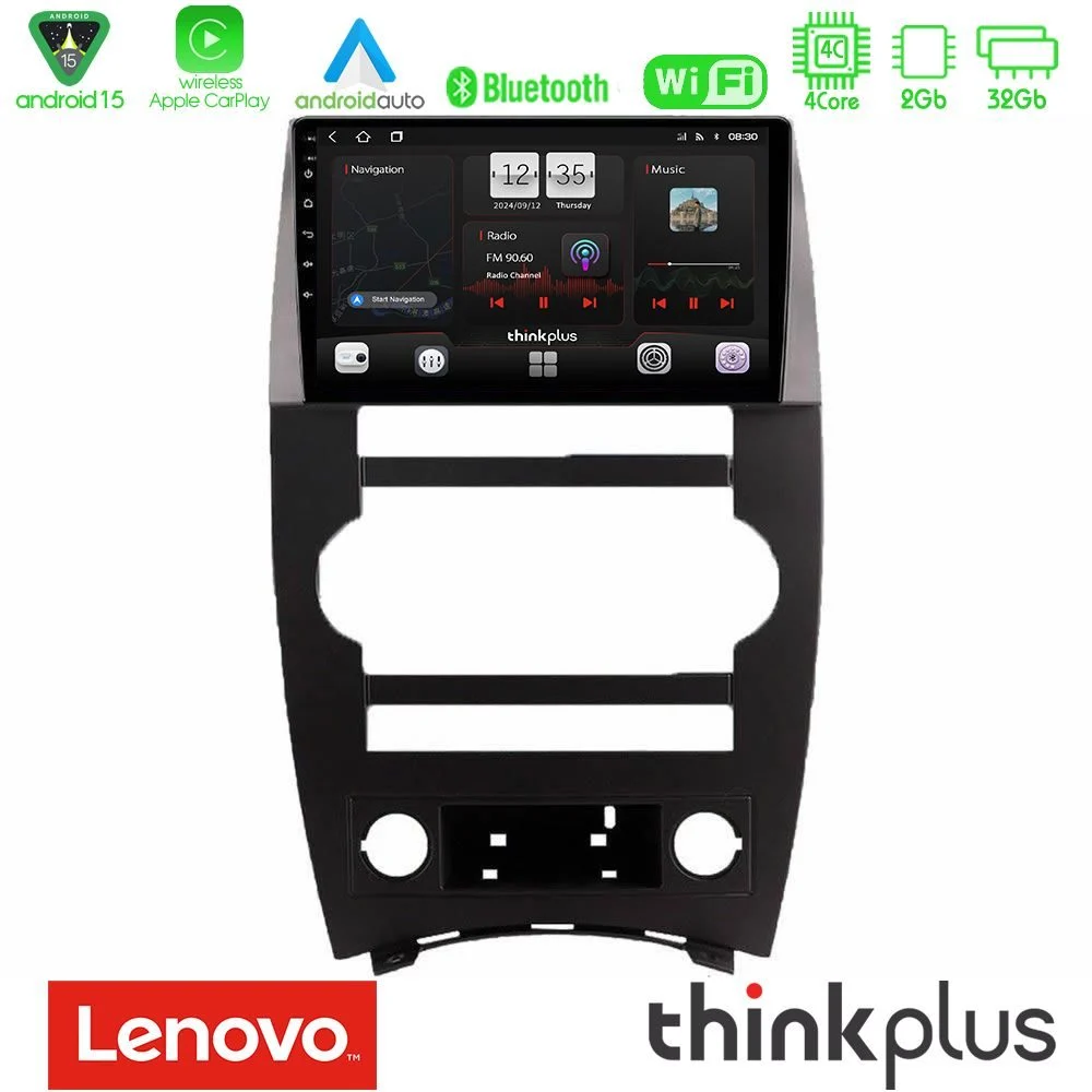 Lenovo Thinkplus Series 4Core Android15 2+32GB  Jeep Commander 2007-2008 Navigation Multimedia Tablet 9" Με Carplay & Android Auto
