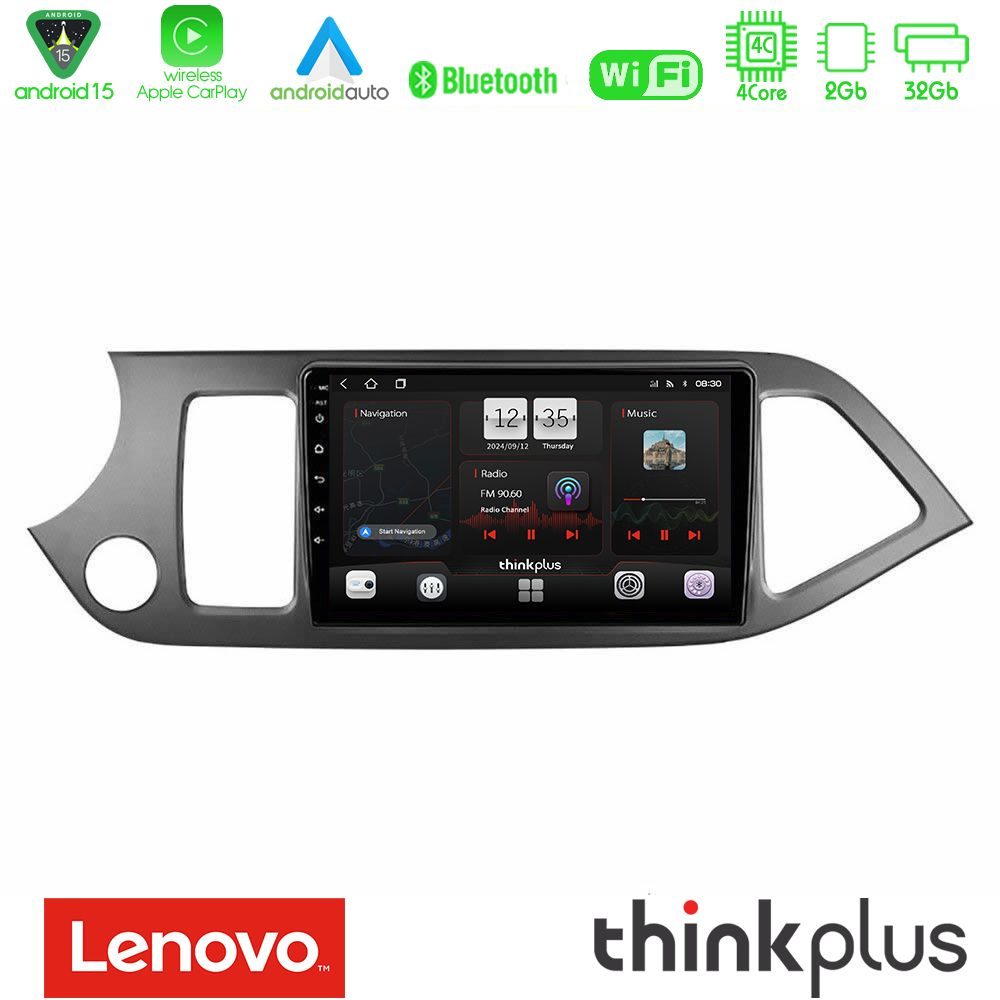 Lenovo Thinkplus Series 4Core Android15 2+32GB  Kia Picanto Navigation Multimedia Tablet 9" Με Carplay & Android Auto