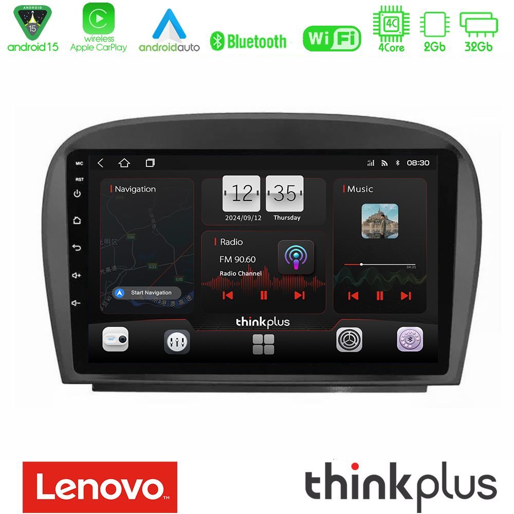 Lenovo Thinkplus Series 4Core Android15 2+32GB  Mercedes SL Class 2005-2011 Navigation Multimedia Tablet 9" Με Carplay & Android Auto