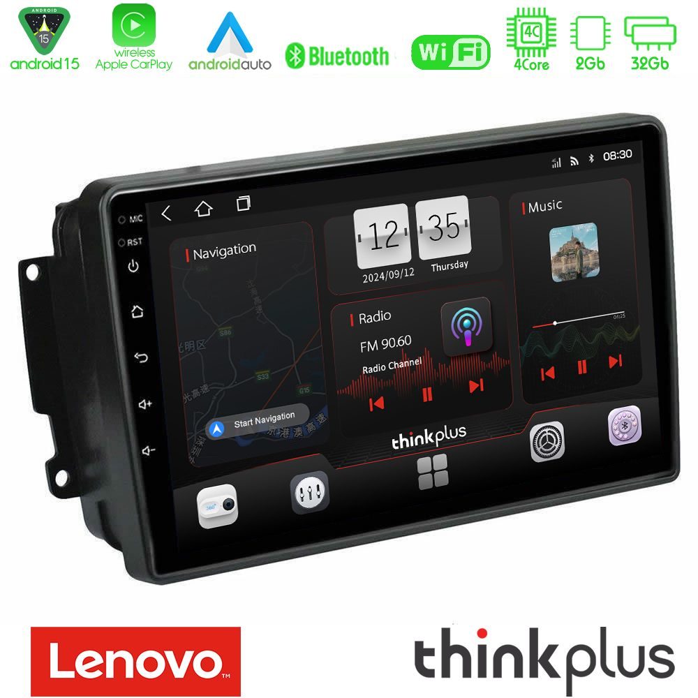 Lenovo Thinkplus Series 4Core Android15 2+32GB  Mercedes C/CLK/G Class (W203/W209) Navigation Multimedia Tablet 9" Με Carplay & Android Auto