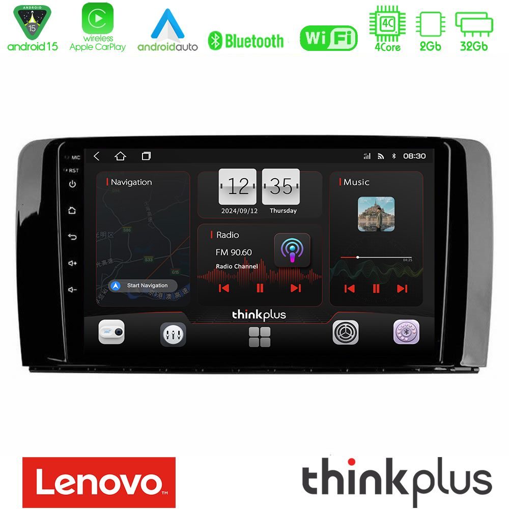 Lenovo Thinkplus Series 4Core Android15 2+32GB  Mercedes R Class Navigation Multimedia Tablet 9" Με Carplay & Android Auto