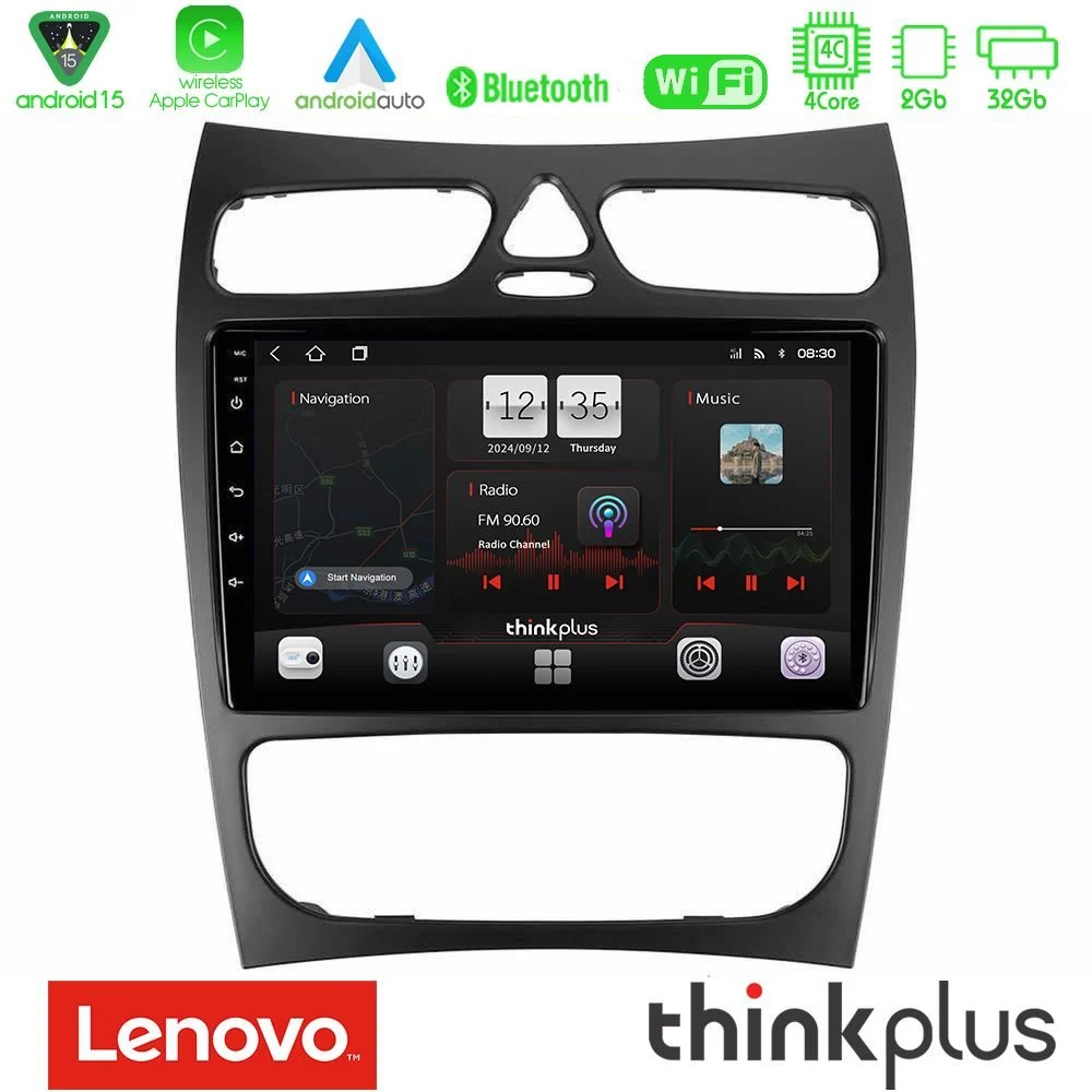 Lenovo Thinkplus Series 4Core Android15 2+32GB Mercedes CLK Class W209 2000-2004 Navigation Multimedia Tablet 9" Με Carplay & Android Auto