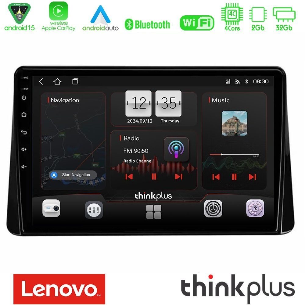 Lenovo Thinkplus Series 4Core Android15 2+32GB Mitsubishi Eclipse Cross 2018-2023 Navigation Multimedia Tablet 9" Με Carplay & Android Auto