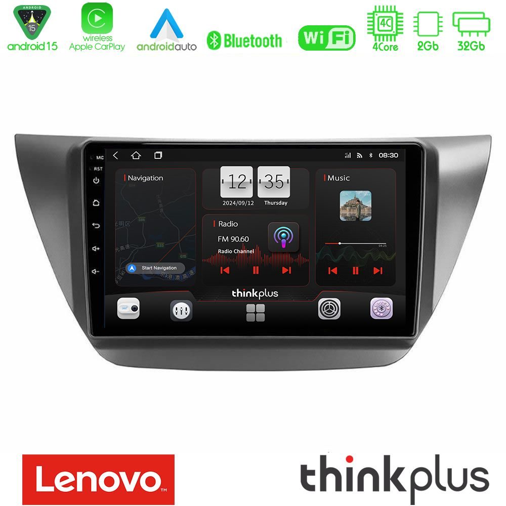 Lenovo Thinkplus Series 4Core Android15 2+32GB  Mitsubishi Lancer 2004 – 2008 Navigation Multimedia Tablet 9" Με Carplay & Android Auto