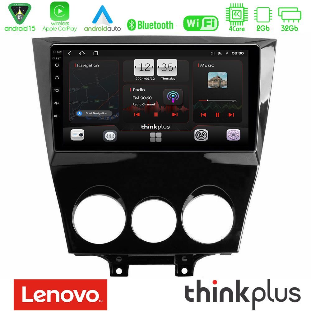 Lenovo Thinkplus Series 4Core Android15 2+32GB  Mazda RX8 2008-2012 Navigation Multimedia Tablet 9" Με Carplay & Android Auto