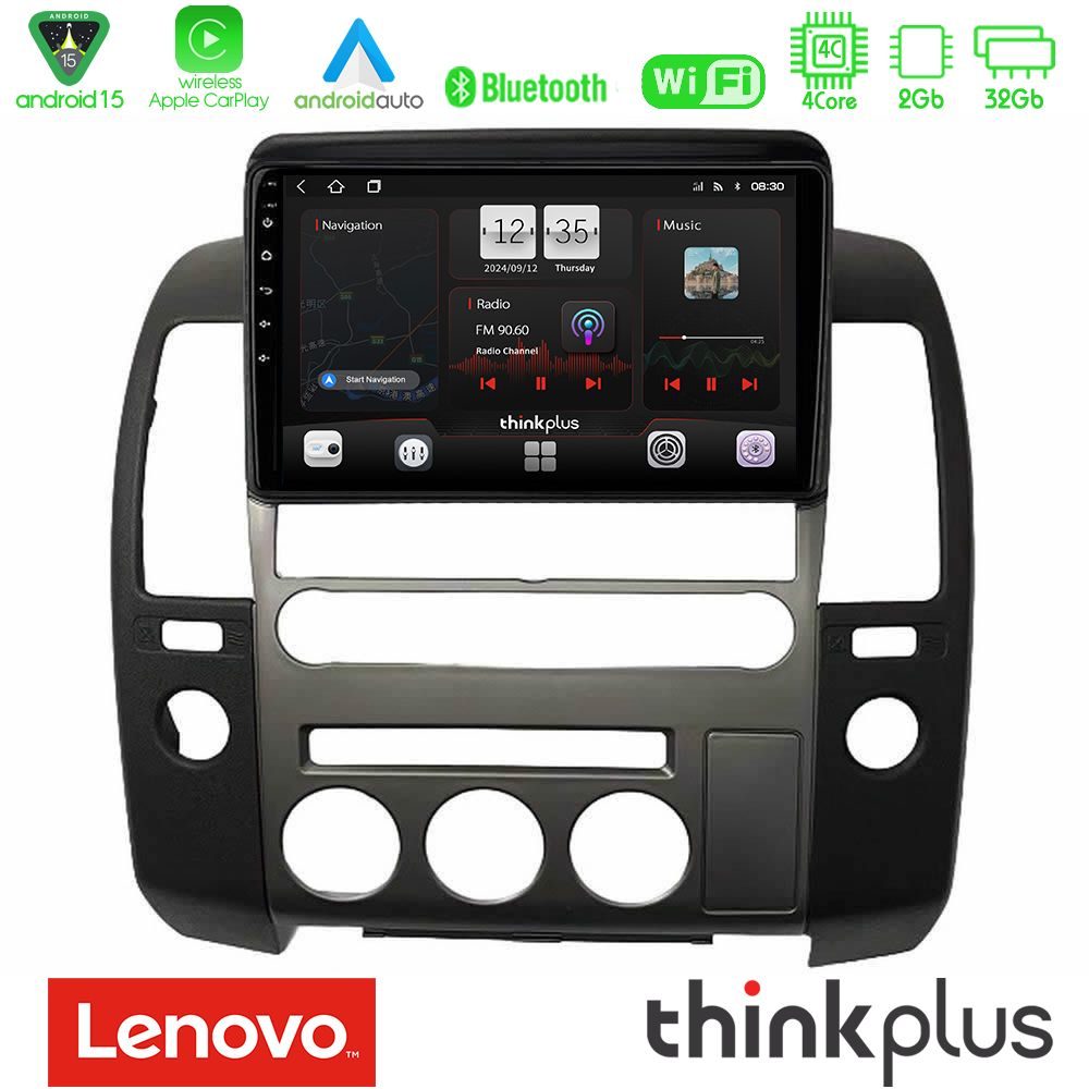 Lenovo Thinkplus Series 4Core Android15 2+32GB   Nissan Navara D40 2006-2012 (με εργ.οθόνη) Navigation Multimedia Tablet 9" Με Carplay & Android Auto