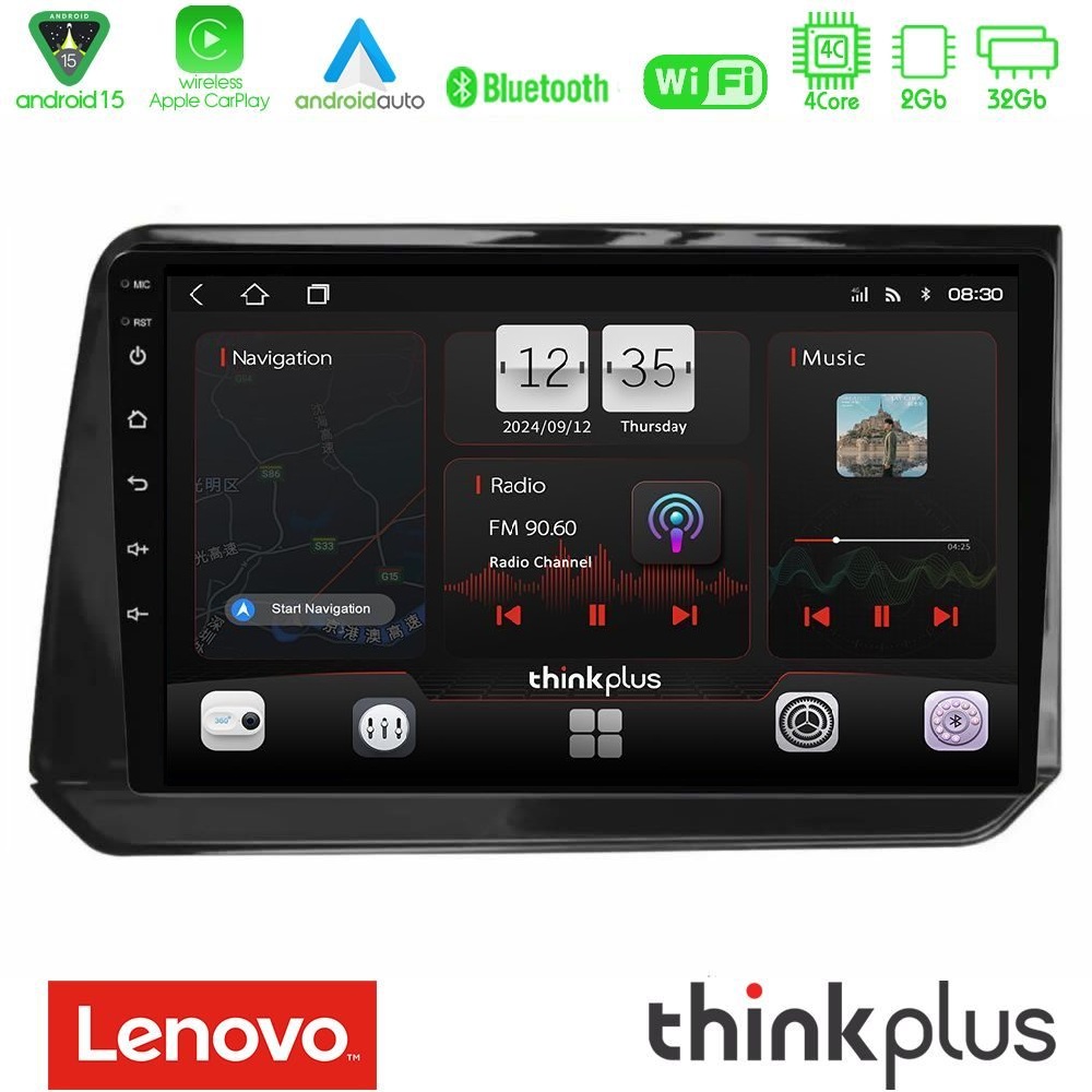 Lenovo Thinkplus Series 4Core Android15 2+32GB Nissan Note 2021-2026 RHD Navigation Multimedia Tablet 10" Με Carplay & Android Auto