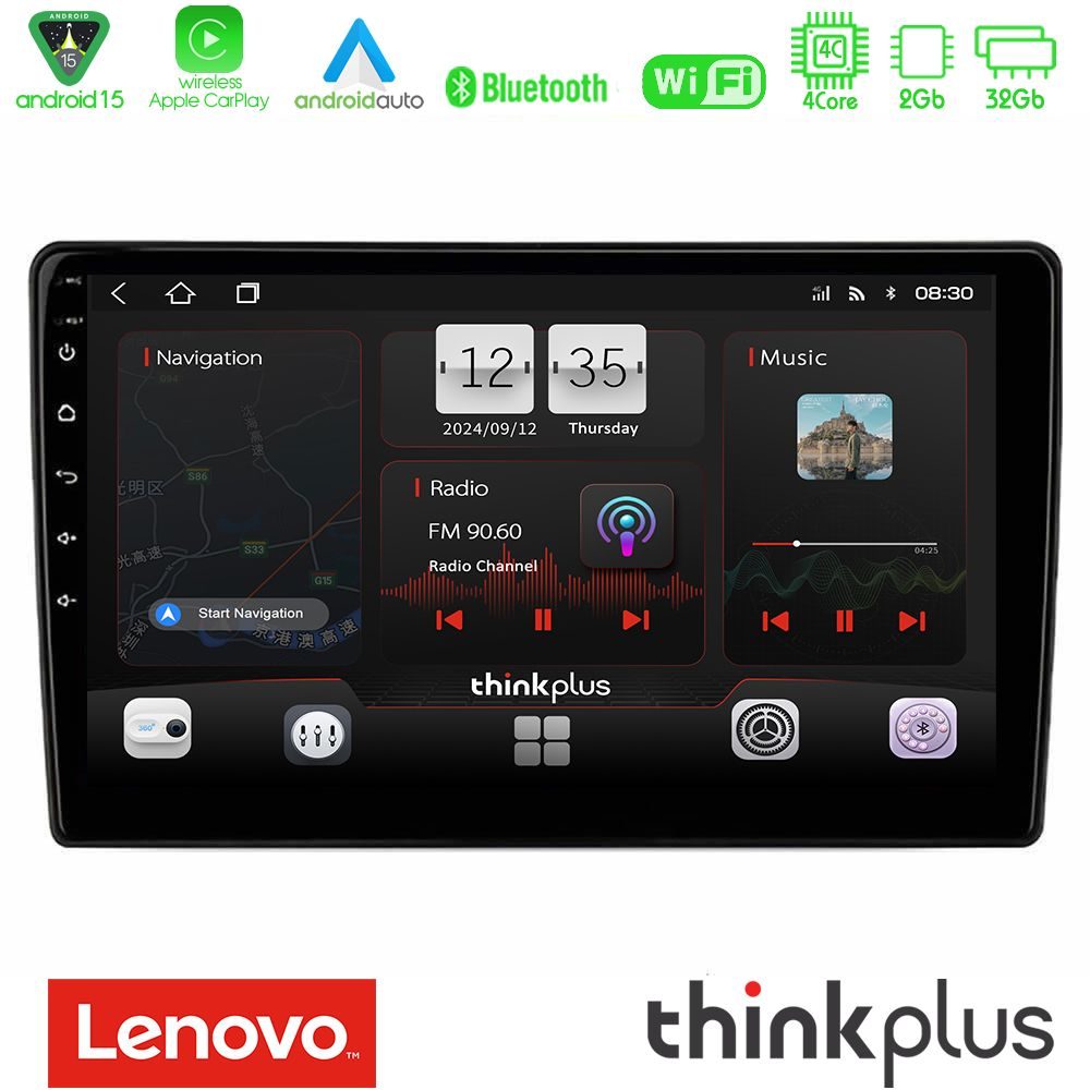 Lenovo Thinkplus Series 4Core Android15 2+32GB Nissan Navara 2010-2015 (High Version) Navigation Multimedia Tablet 9" Με Carplay & Android Auto
