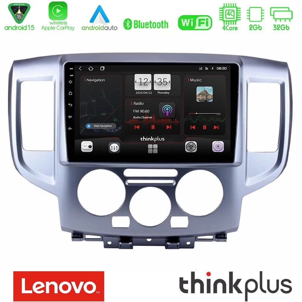 Lenovo Thinkplus Series 4Core Android15 2+32GB Nissan NV200 Navigation Multimedia Tablet 9" Με Carplay & Android Auto