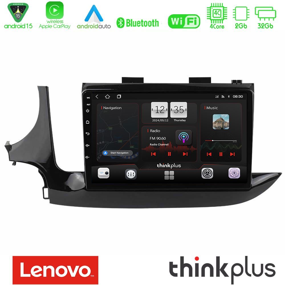 Lenovo Thinkplus Series 4Core Android15 2+32GB  Opel Mokka 2016-2020 Navigation Multimedia Tablet 9" Με Carplay & Android Auto