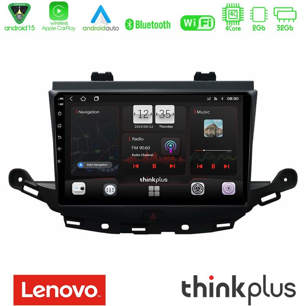 Lenovo Thinkplus Series 4Core Android15 2+32GB  Opel Astra K 2015-2019 Navigation Multimedia Tablet 9" Με Carplay & Android Auto