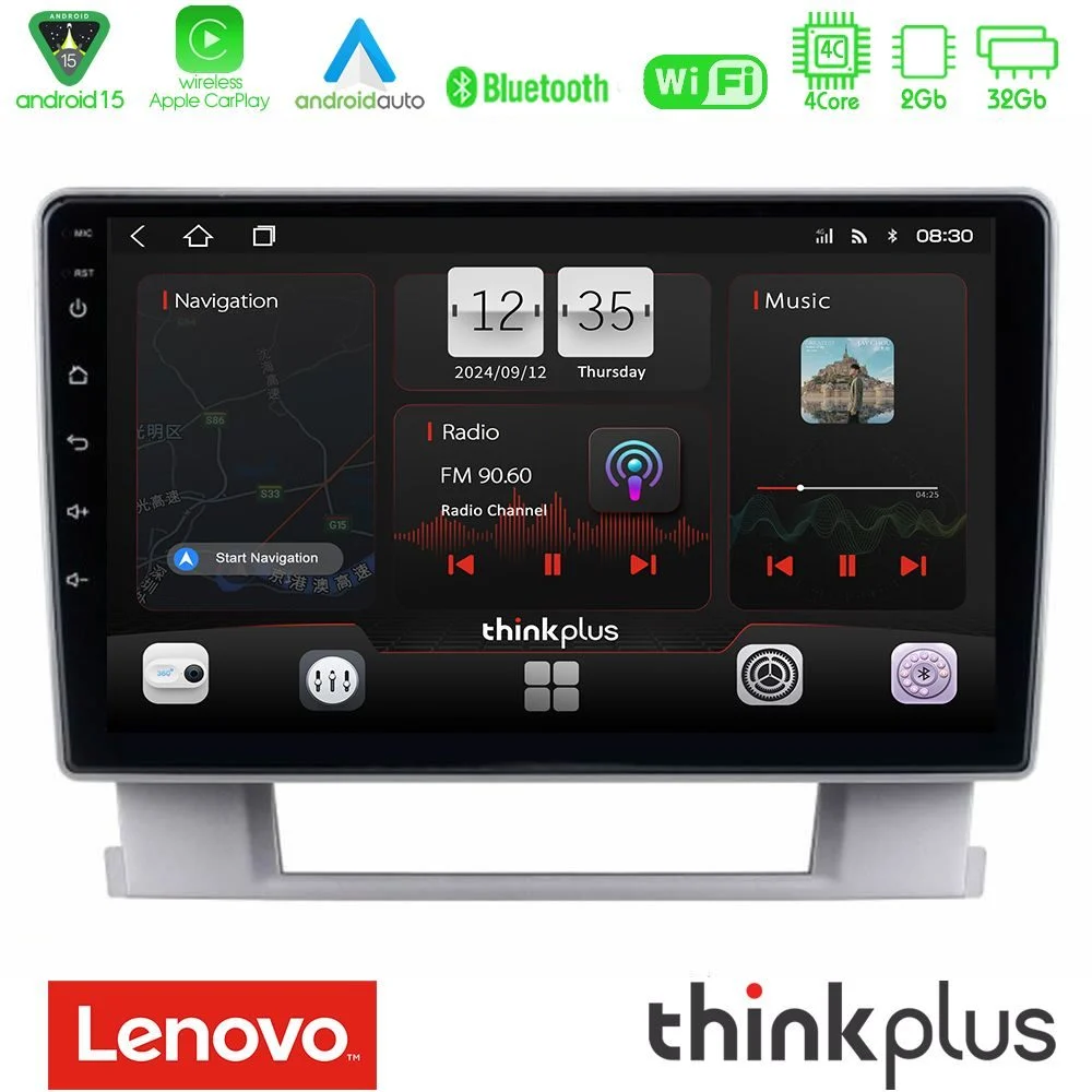 Lenovo Thinkplus Series 4Core Android15 2+32GB  Opel Astra J 2010-2014 Navigation Multimedia Tablet 9" Με Carplay & Android Auto