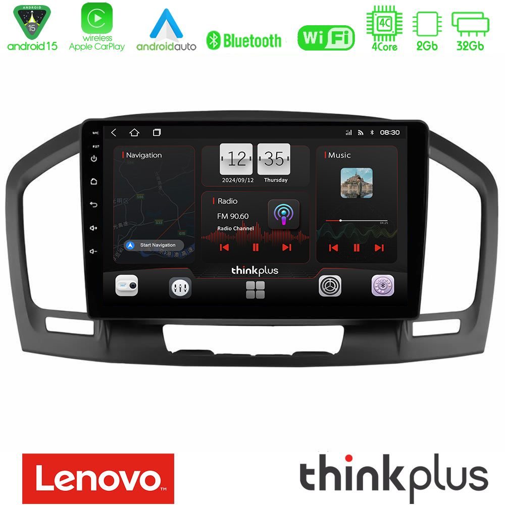 Lenovo Thinkplus Series 4Core Android15 2+32GB  Opel Insignia 2008-2013 Navigation Multimedia Tablet 9" Με Carplay & Android Auto