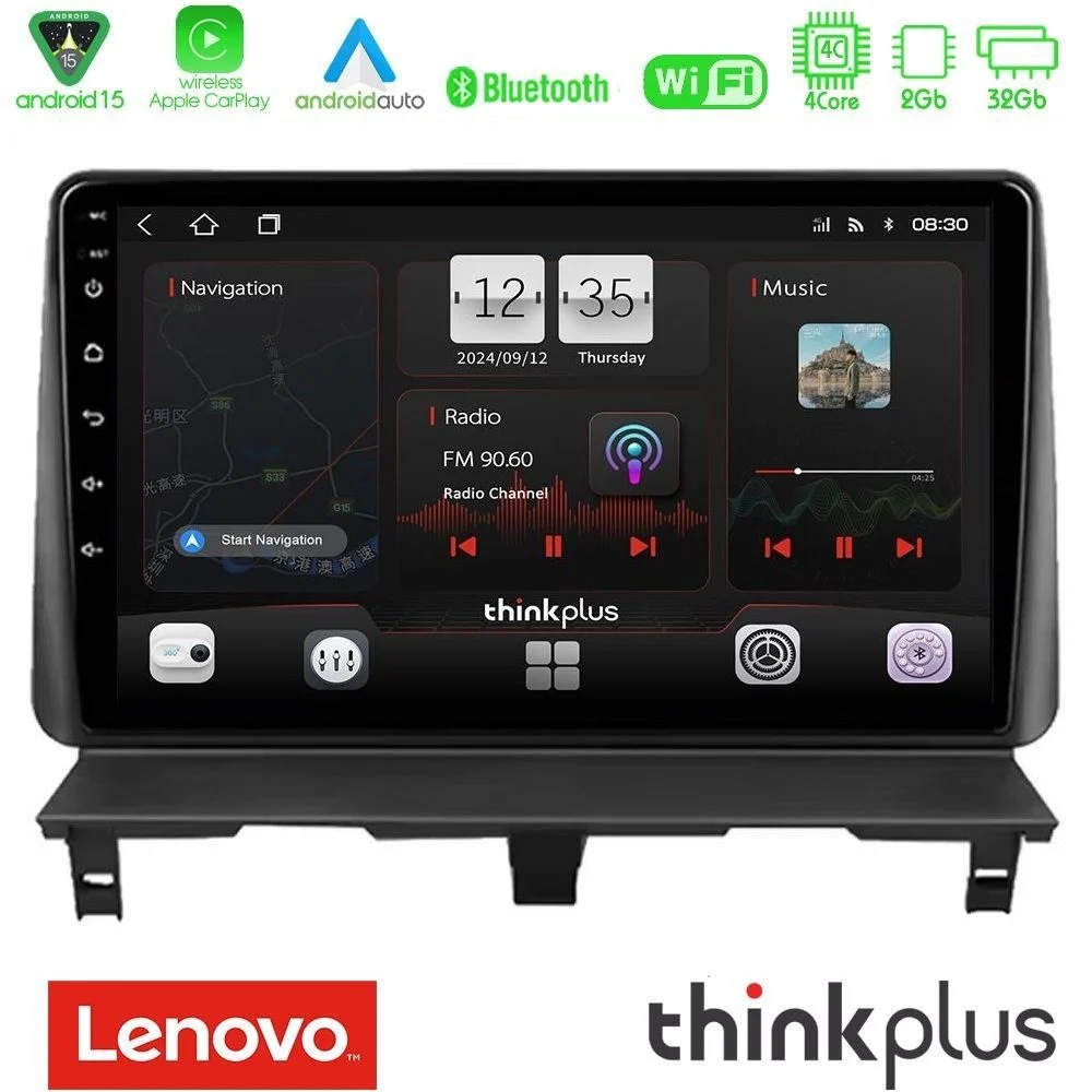 Lenovo Thinkplus Series 4Core Android15 2+32GB Peugeot Partner / Citroën Berlingo 2002-2008 Navigation Multimedia Tablet 9" Με Carplay & Android Auto