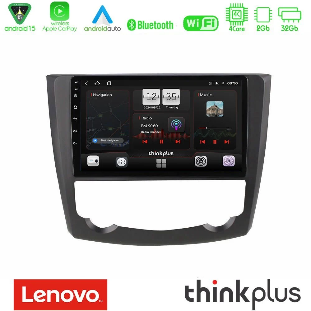 Lenovo Thinkplus Series 4Core Android15 2+32GB Renault Kadjar Navigation Multimedia Tablet 9" Με Carplay & Android Auto