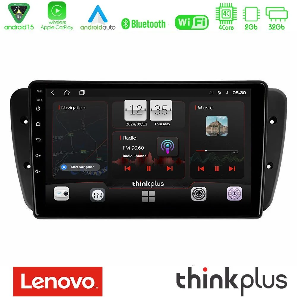 Lenovo Thinkplus Series 4Core Android15 2+32GB Seat Ibiza 2008-2012 Navigation Multimedia Tablet 9" Με Carplay & Android Auto
