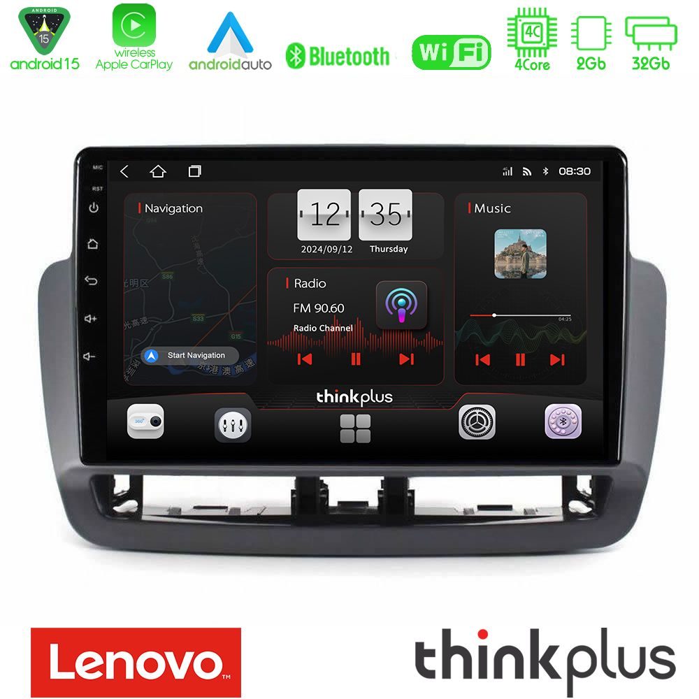 Lenovo Thinkplus Series 4Core Android15 2+32GB  Seat Ibiza 2012-2015 Navigation Multimedia Tablet 9" Με Carplay & Android Auto
