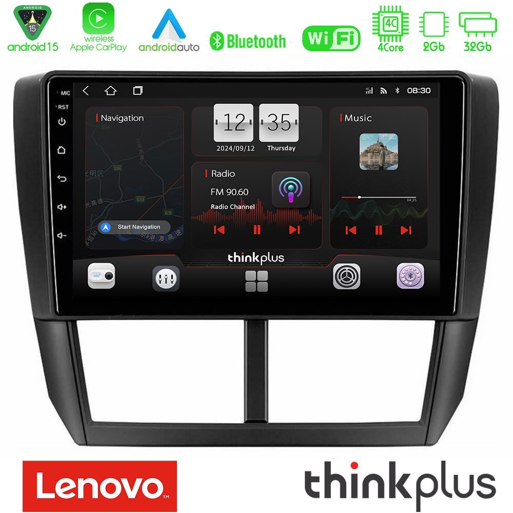 Lenovo Thinkplus Series 4Core Android15 2+32GB  Subaru Forester Navigation Multimedia Tablet 9" Με Carplay & Android Auto