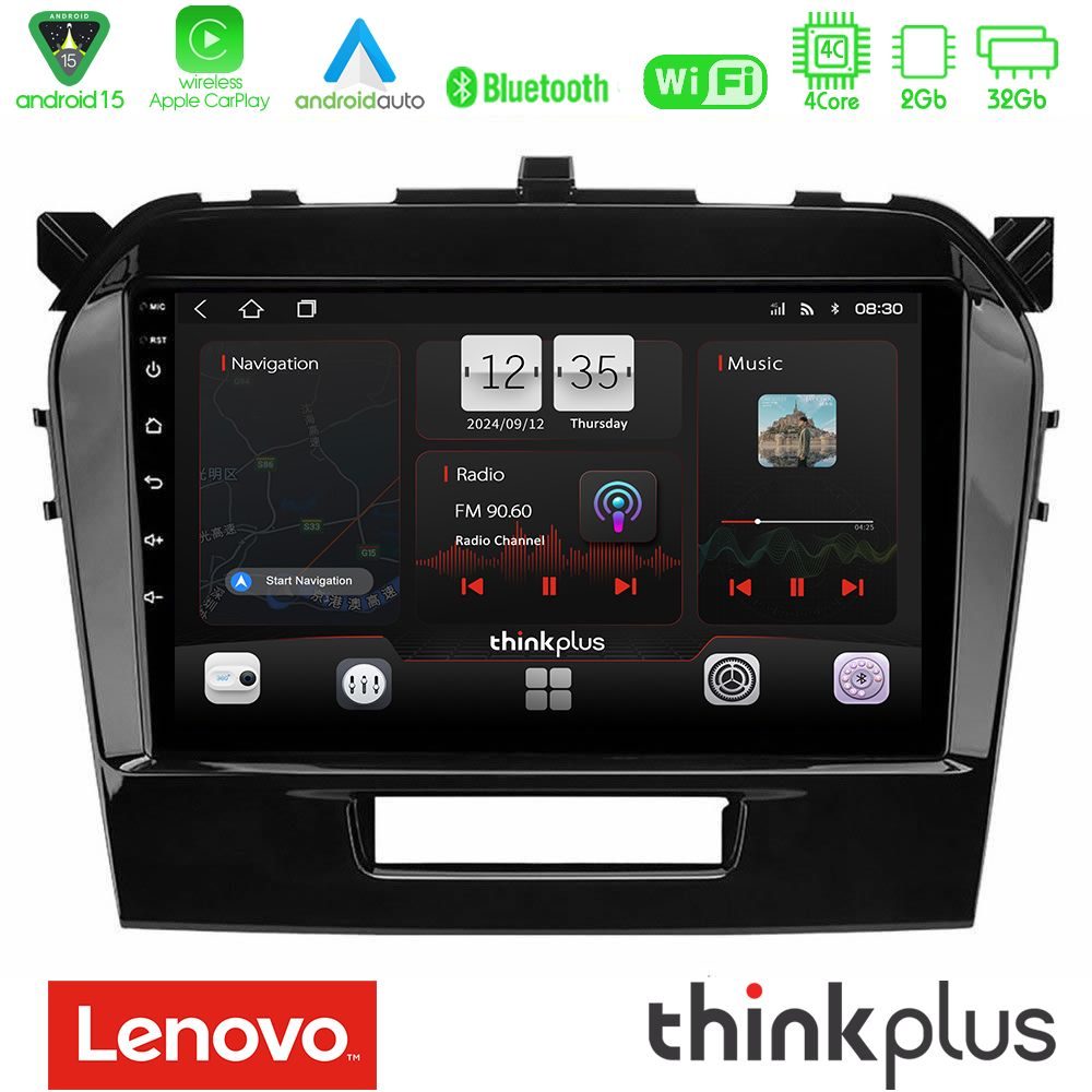 Lenovo Thinkplus Series 4Core Android15 2+32GB  Suzuki Vitara 2015-2021 Navigation Multimedia Tablet 9" Με Carplay & Android Auto