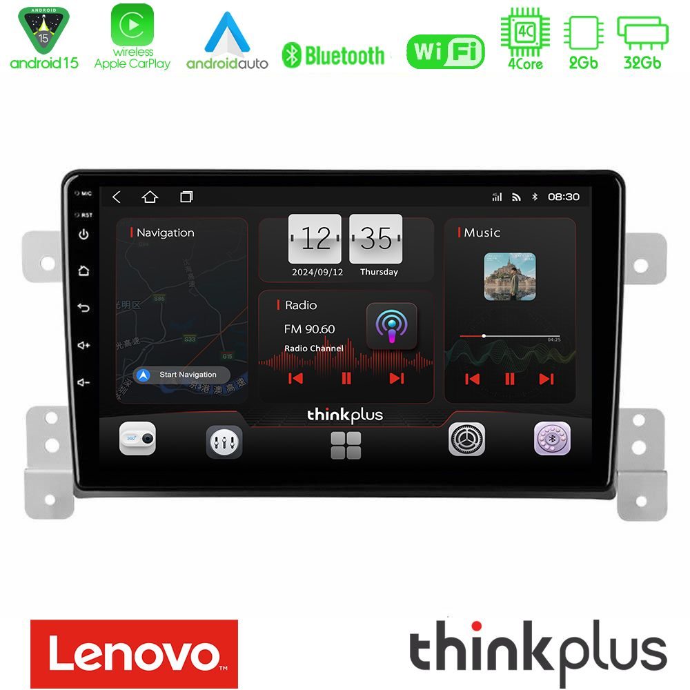 Lenovo Thinkplus Series 4Core Android15 2+32GB  Suzuki Grand Vitara Navigation Multimedia Tablet 9" Με Carplay & Android Auto