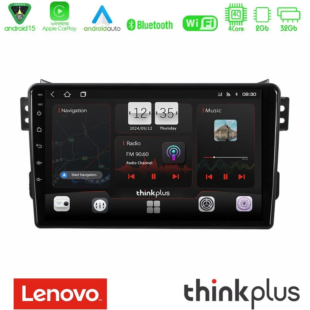 Lenovo Thinkplus Series 4Core Android15 2+32GB Suzuki Splash & Opel Agila 2008-2014 Navigation Multimedia Tablet 9" Με Carplay & Android Auto