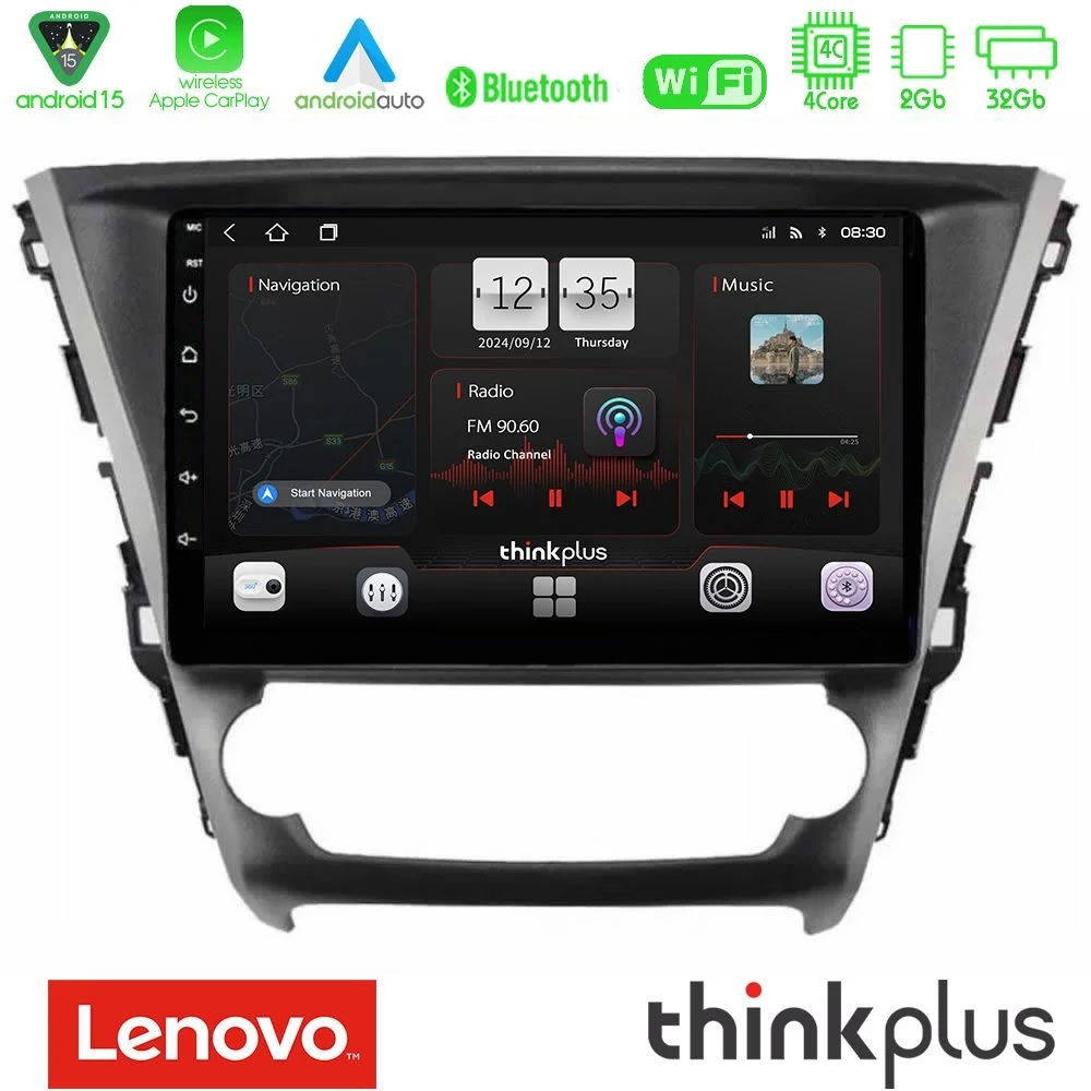 Lenovo Thinkplus Series 4Core Android15 2+32GB Toyota Avensis 2015-2018 Navigation Multimedia Tablet 9" Με Carplay & Android Auto