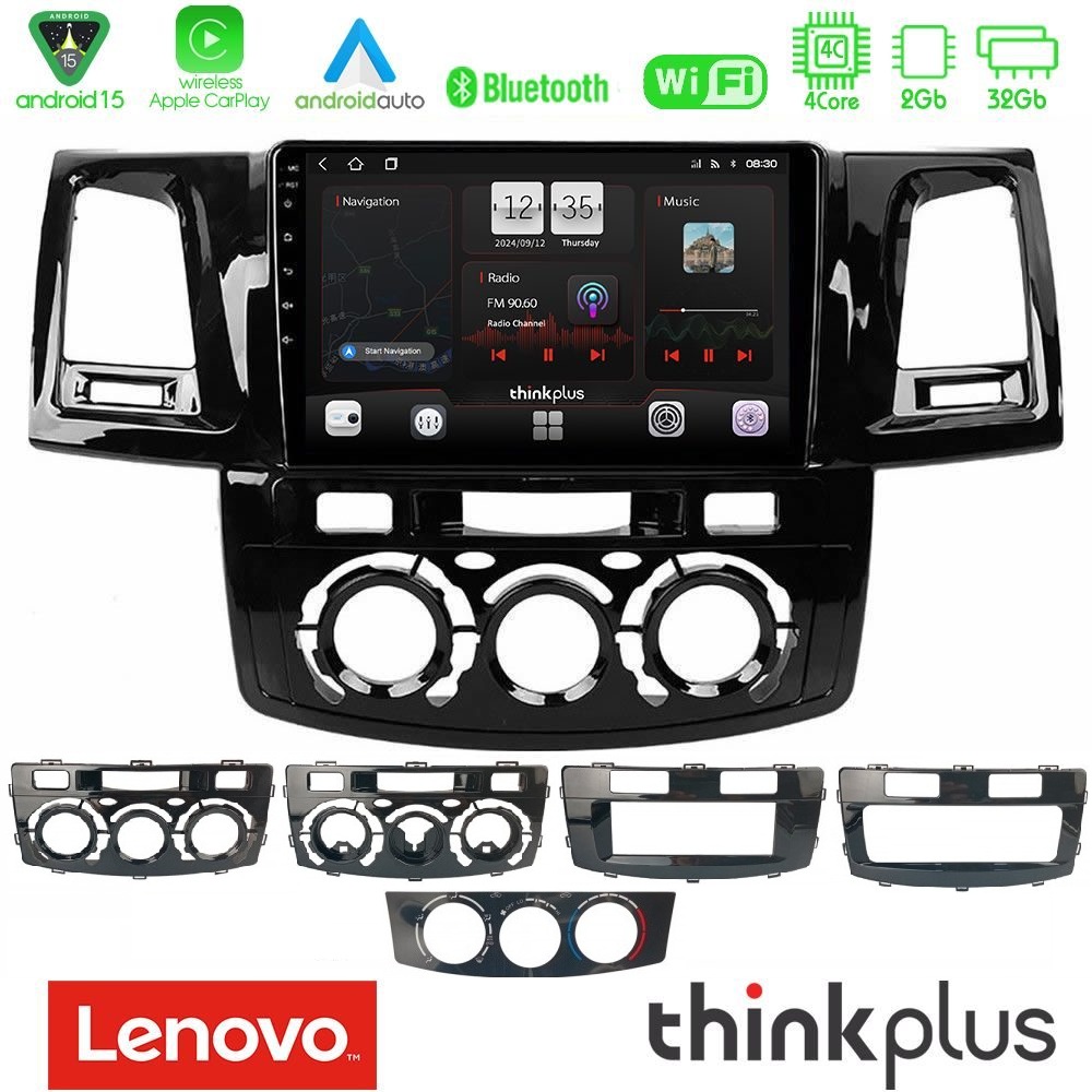 Lenovo Thinkplus Series 4Core Android15 2+32GB  Toyota Hilux 2007-2016 Navigation Multimedia Tablet 9" Με Carplay & Android Auto
