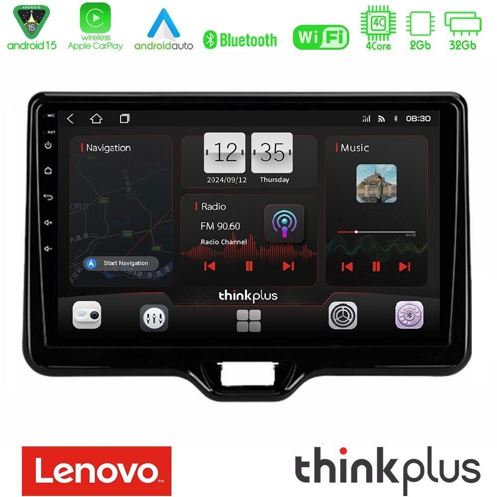 Lenovo Thinkplus Series 4Core Android15 2+32GB Toyota Yaris Cross RHD 2020-> (Low Version) Navigation Multimedia Tablet 9" Με Carplay & Android Auto