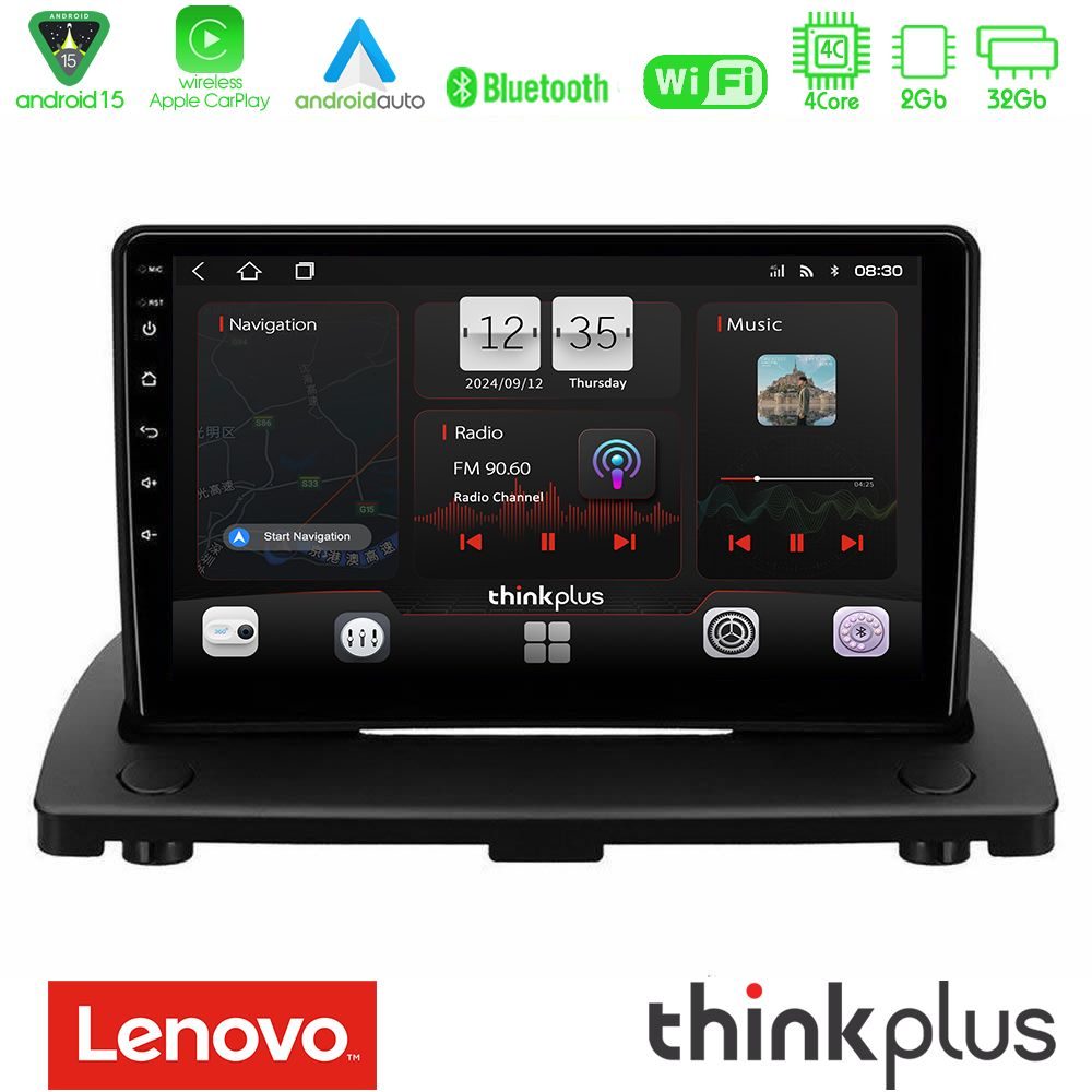 Lenovo Thinkplus Series 4Core Android15 2+32GB  Volvo XC90 2006-2014 Navigation Multimedia Tablet 9" Με Carplay & Android Auto