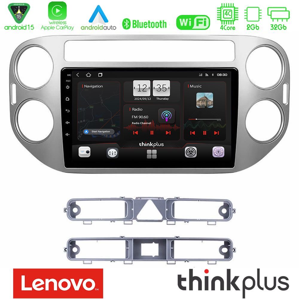 Lenovo Thinkplus Series 4Core Android15 2+32GB  VW Tiguan Navigation Multimedia Tablet 9" Με Carplay & Android Auto