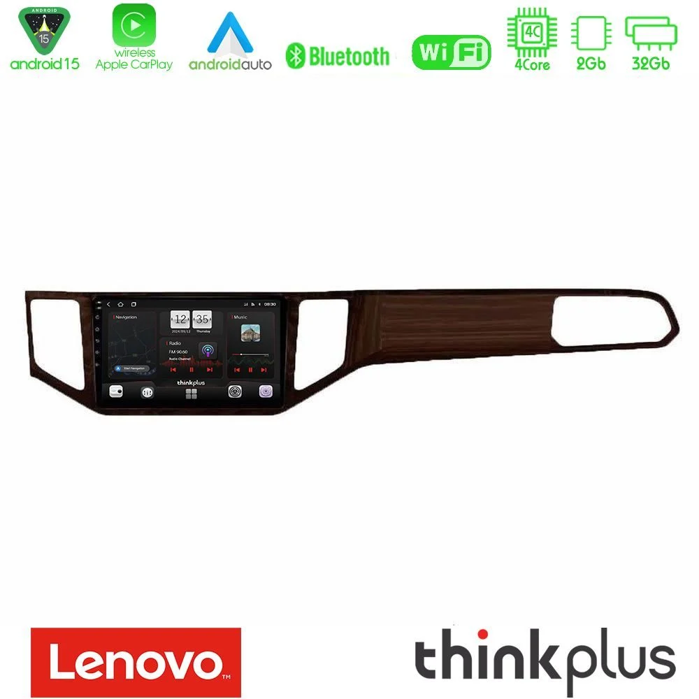 Lenovo Thinkplus Series 4Core Android15 2+32GB VW Sportsvan 2014-2020 Navigation Multimedia Tablet 9" (Ξύλινη απόχρωση) Με Carplay & Android Auto